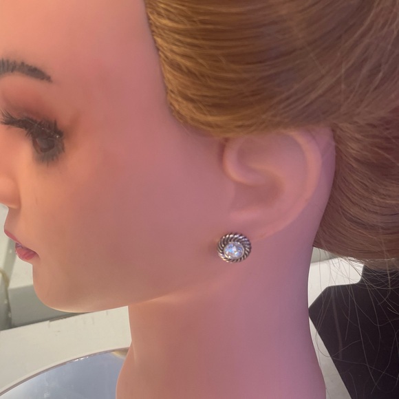 Swarovski Twisted Silver Crystal Earrings - Picture 7 of 8